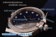 Omega Constellation Swiss ETA Quartz Steel Case with Diamond Bezel and Blue Rubber Strap