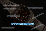 Richard Mille RM 011 Romain Grosjean Chronograph Miyota 9015 Automatic Carbon Fiber Case with Skeleton Dial Rose Gold Arabic Numeral Markers and Rubber Strap (KV)