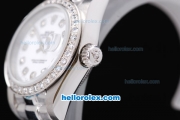 Rolex Datejust Oyster Perpetual Automatic Full White with Diamond Bezel and Diamond Marking-Lady Size