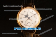 Breguet Classique Moonphase 9015 Auto Yellow Gold Case with White Dial and Black Leather Strap