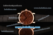 Cartier Rotonde Asia ST17 Automatic Rose Gold Case with Black Leather Strap and Brown Dial