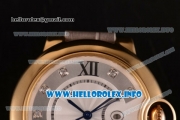 Cartier Ballon Bleu De Large Asia 4813 Automatic Yellow Gold Case with Sliver Dial and Grey Leather strap