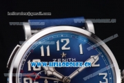 Zenith Pilot Type 20 GMT Asia ST25 Automatic Steel Case with Blue Dial Arabic Numeral Markers and Blue Leather Strap
