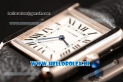 Cartier Tank Solo Swiss Quartz Movement Steel Case with White Dial and Black Leather Strap - 1:1 Origianl (ZF)