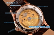 Patek Philippe Calatrava Swiss ETA 2824 Automatic Rose Gold Case with Brown Leather Strap and White Dial
