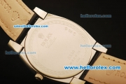 Rolex Cellini Swiss Quartz Steel Case with Cyan Dial and Black Leather Strap-Numeral Markers