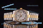 Rolex Day-Date Swiss ETA 2836 Automatic Two Tone Case with White Dial and Roman Markers Rolex Day-Date Swiss ETA 2836 Automatic Two Tone Case with White Dial and Roman Markers