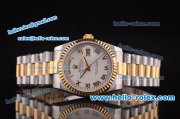 Rolex Day-Date Swiss ETA 2836 Automatic Two Tone Case with White Dial and Roman Markers