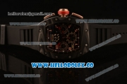 Richard Mille RM 011 Romain Grosjean Chronograph Miyota 9015 Automatic Carbon Fiber Case with Skeleton Dial and Rubber Strap (KV)