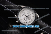 Omega Speedmaster Apollo 13 Silver Snoopy Award Limited Edition Copy Venus 75 Manual Winding Steel Case with White Dial Black Leather Strap and Stick Markers (EF)