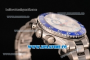 Rolex Yachtmaster II Chrono Swiss Valjoux 7750 Automatic Steel Case with White Dial Blue Bezel and Dot Markers (BP)