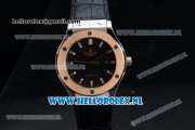 Hublot Classic Fusion Miyota 9015 Automatic Rose Gold Case with Black Dial Stick Markers and Black Genuine Leather Strap