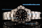 Rolex GMT Master II Rolex 3186 Automatic Movement Full Steel with Black Dial and Diamond Bezel