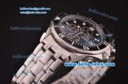 Omega Seamaster Chronograph Miyota Quartz Movement Steel Case with Black Dial and Dot Markers