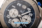 Audemars Piguet Royal Oak Offshore Blue Themes Chronograph Swiss Valjoux 7750 Movement Blue Dial with White Subdials and Numeral Marker-Blue Leather Strap