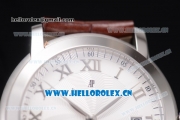 Audemars Piguet Jules Audemars Clone AP Calibre 3120 Automatic Steel Case with White Dial Roman Numeral Markers and Brown Leather Strap - 1:1 Original (EF)