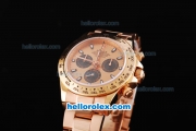 Rolex Daytona Oyster Perpetual Swiss Valjoux 7750 Automatic Movement Full Rose Gold with Rose Gold Dial-White Stick Markers and Black Subdials