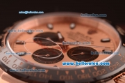 Rolex Daytona Automatic Full Rose Gold with PVD Bezel and Brown Leather Strap-7750 Coating