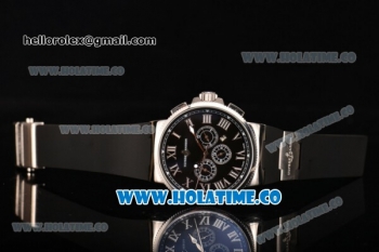 Ulysse Nardin Marine Chrono Asia Automatic Steel Case with Roman Numeral Markers and Black Dial