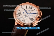 Cartier Ballon Bleu De 44MM Asia Automatic Rose Gold Case with White Dial Black Roman Numeral Markers and Brown Leather Strap