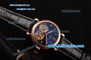 Vacheron Constantin Tourbillon Automatic Movement Rose Gold Case with Black Dial and Black Leather Strap