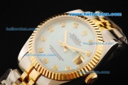 Rolex Datejust Automatic Movement ETA Case with Blue MOP Dial and Two Tone Strap