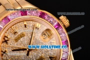 Rolex Datejust Pearlmaster Asia 2813 Automatic Yellow Gold Case/Bracelet with Pink Diamonds Bezel Roman Numeral Markers and Diamonds Dial (BP)