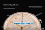 IWC Portugieser Chrono Swiss Valjoux 7750 Automatic Steel Case with White Dial and Gold Arabic Numeral Markers