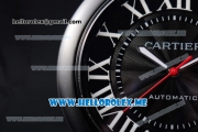 Cartier Ballon Bleu de Cartier Large Asia 2813 Automatic Carbon Case with Black Dial and Black Leather Strap Roman Numeral Markers