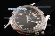 Chopard Happy Sport Quartz Movement Black Dial with Diamond Bezel and Stick Markers