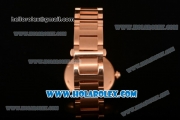 Cartier Rotonde De Miyota Quartz Rose Gold Case/Bracelet with Silver Dial