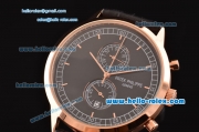 Patek Philippe Grand Complication Chronograph Miyota OS20 Quartz Rose Gold Case with Black Dial and Stick Markers