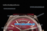 Rolex Day-Date Asia 2813/Swiss ETA 2836/Clone Rolex 3135 Automatic Steel Case with Burgundy Dial and Stick Markers (BP)