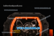 Richard Mille RM35-01 Bubba Watson Tourbillon Manual Winding Carbon Fiber Case with Skeleton Dial and White Dot Markers - Orange Inner Bezel