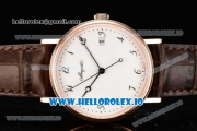 Breguet Classique Japanese Miyota 9015 Automatic Movement Rose Gold White Dial and Arabic Numeral Markers Leather Strap (FF)