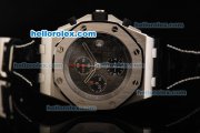 Audemars Piguet Royal Oak Offshore Grey Themes Swiss Valjoux 7750 Automatic Movement Titanium Case with Grey Dial and Black Leather Strap Audemars Piguet Royal Oak Offshore Grey Themes Swiss Valjoux 7750 Automatic Movement Titanium Case with Grey Dial and Black Leather Strap