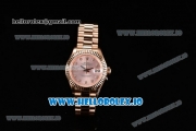 Rolex Datejust Swiss ETA 2671 Automatic Rose Gold Case with Pink Dial Diamonds Markers and Rose Gold Bracelet (BP)