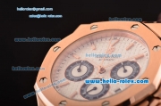 Audemars Piguet Royal Oak Chronograph Miyota OS20 Quartz Rose Gold Case with Brown Leather Strap White Dial and Stick Markers