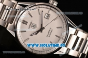 Tag Heuer Carrera Calibre 5 Automatic Swiss ETA 2824 Automatic Full Steel with White Dial and Stick Markers