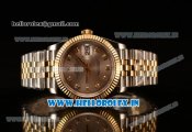 Rolex Datejust 37mm Swiss ETA 2836 Automatic Two Tone with Sliver Dial and Diamonds Markers