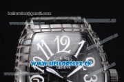 Franck Muller Black Croco Asia Automatic PVD Case with Black Dial and Arabic Numeral Markers Black Leather Strap
