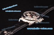 Rolex Daytona Swiss Valjoux 7750-SHG Automatic Steel Case with Black Dial and Black Leather Strap