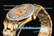 Rolex Day-Date Masterpieces Swiss ETA 2836 Automatic Yellow Gold Case with Diamonds Bezel and Yellow MOP Dial (BP)