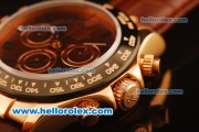 Rolex Daytona Chronograph Swiss Valjoux 7750 Automatic Rose Gold Case with Brown Dial and Brown Leather Strap