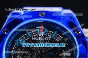 Hublot Big Bang UNICO Sapphire All Blue Miyota Quartz Sapphire Crystal Case with Skeleton Dial and Blue Rubber Strap Stick/Arabic Numeral Markers