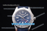 Breitling Avenger II GMT Swiss ETA 2824 Automatic Steel Case with Blue Dial Stick Markers and Blue Leather Strap