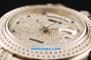 Rolex Day-Date Rolex 3135 Automatic Movement Diamond Dial with Diamond Bezel and Diamond Strap