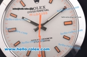 Rolex Milgauss Wall Clock Quartz Steel Case with White Dial and Orange Stick Markers