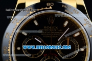 Rolex Daytona Chrono Clone Rolex 4130 Automatic Yellow Gold Case with Black Dial Ceramic Bezel and Black Rubber Strap (EF)