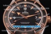 Omega Seamaster 300 Master Co-Axial Clone Omega 8500 Automatic Steel Case with Black Dial Rose Gold Bezel and Black/Grey Nylon Strap